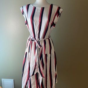 Striped Dress, GUC, white with red and black stripes. Size